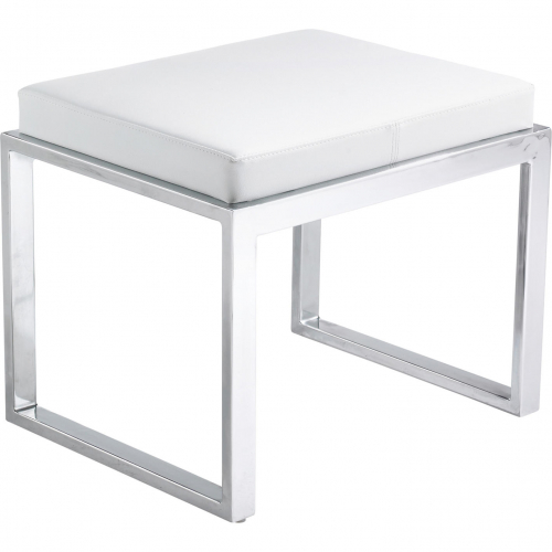 Oliver Stool in White Leatherette & Chrome